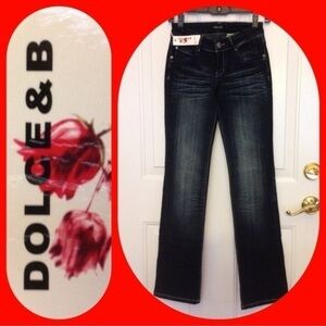 DOLCE & B Dark blue washed denim jeans,
Size 1. Distressed straight leg, NWT!